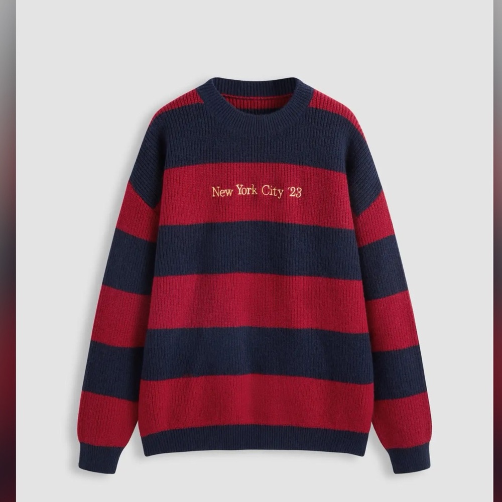 New York City 23 Striped Sweater - Red and Blue
